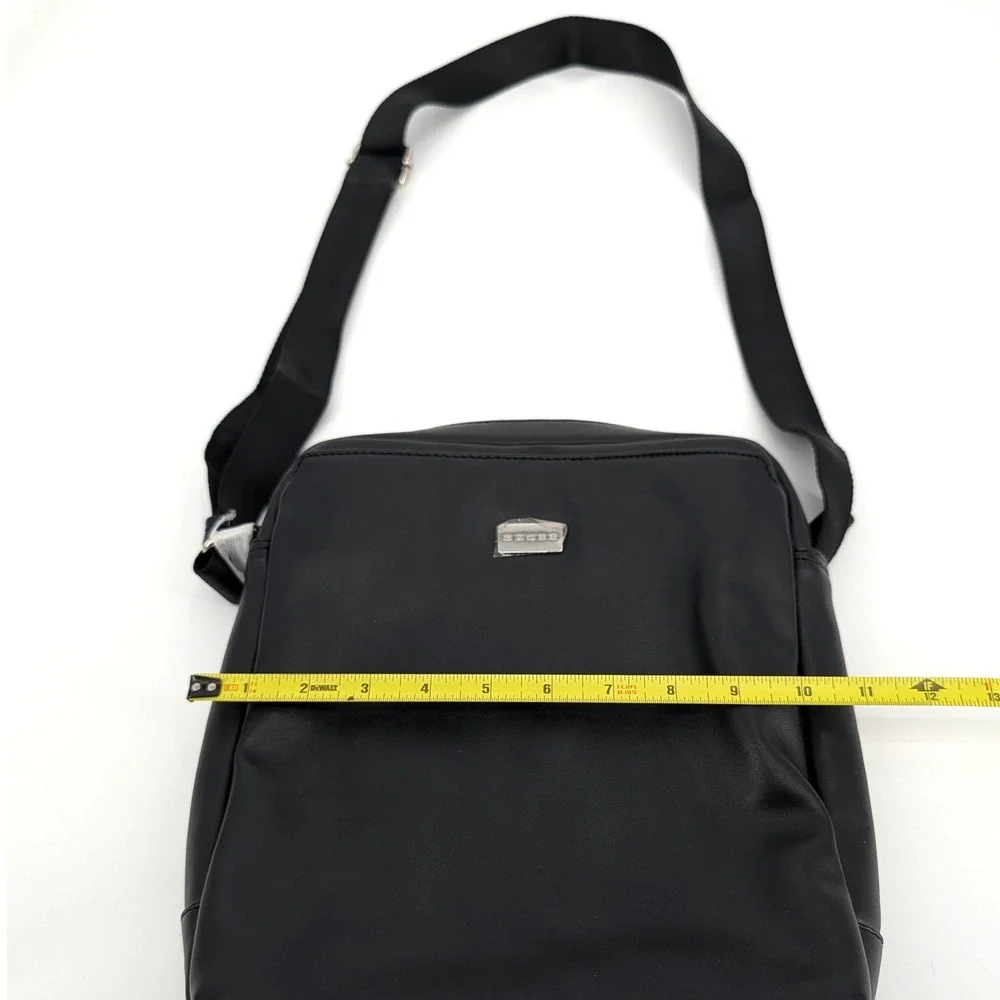 Cross Black Leather Crossbody Bag Messenger Adjustable Strap Silver Logo NWOT